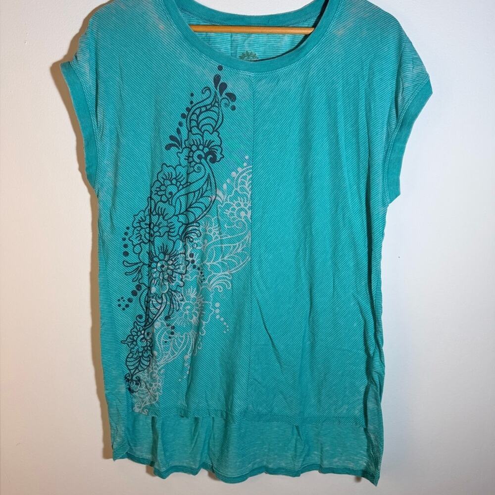Teal Floral Print Women's Top